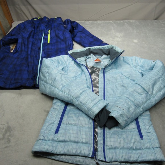 Columbia Interchange Jacket Womens Small Purple Plaid Waterproof Omni Heat Liner - Picture 1 of 16